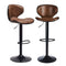 ES.SIKAIC Taburetes de bar Marrón / Cuero / Moderno Juego de 2 Taburetes de Bar de Altura Ajustable con Respaldo Giratorio de 360° para Mesa de Comedor y Bar en Casa Marrón