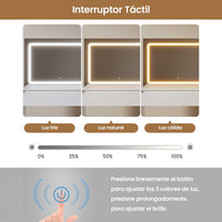 ES.SIKAIC Tocadores Blanco / Madera de ingeniería / Moderno Tocador con Espejo y Iluminación LED 1 Cajón Grande con Divisores Ajustables Blanco