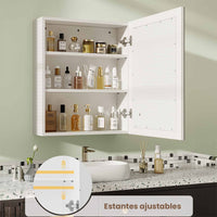 ES.SIKAIC Espejo Gabinete Blanco / Madera de ingeniería / Moderno 51 cm Armario Espejo Baño con Iluminación LED y Estantes Ajustables Blanco