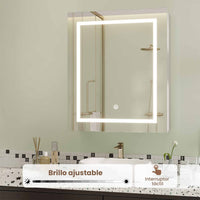 ES.SIKAIC Espejo Gabinete Blanco / Madera de ingeniería / Moderno 51 cm Armario Espejo Baño con Iluminación LED y Estantes Ajustables Blanco