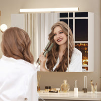 ES.SIKAIC Espejo Gabinete 80/90 cm Mueble de baño Espejo Gabinete con 3 puertas y enchufe de iluminación blanco