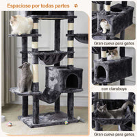 ES.SIKAIC Árboles para gatos Gris oscuro / Tejidos de felpa / Moderno Árbol para gatos con poste rascador grande de 193 cm de alto y varios niveles con 2 cuevas, 2 plataformas y hamaca gris oscuro
