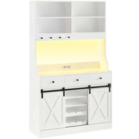 ES.SIKAIC Armario de cocina Blanco / Madera de ingeniería / Moderno Armario de Cocina con Regletas de Enchufes Estantes Ajustables 3 Cajones y Botellero Extraíble 103,5x40x180 cm Blanco