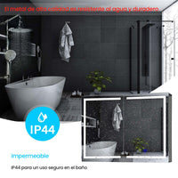 ES.SIKAIC Espejo Gabinete Blanco / Madera de ingeniería / Moderno Armario Espejo Baño de 2 Puertas 80 cm con Iluminación LED 2 Estantes Ajustable y Enchufe Blanco