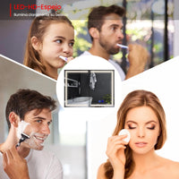 ES.SIKAIC Espejo Gabinete Blanco / Madera de ingeniería / Moderno Armario Espejo Baño de 2 Puertas 80 cm con Iluminación LED 2 Estantes Ajustable y Enchufe Blanco