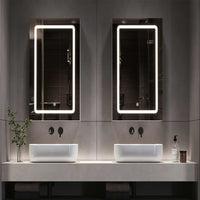 ES.SIKAIC Espejo Gabinete White / Madera de ingeniería / Moderno Botiquín de una puerta de 50 cm con luz y estantes ajustables e interruptor con sensor táctil