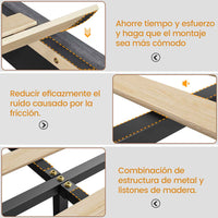 ES.SIKAIC Camas Cama Flotante con Luces LED y Somier de Láminas Gris