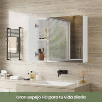 ES.SIKAIC Espejo Gabinete Blanco / Madera de ingeniería / Moderno Espejo Gabinete de 70cm con 3 Puertas Espejo de Baño y 3 Estantes Ajustable Blanco