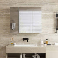 ES.SIKAIC Espejo Gabinete Blanco / Madera de ingeniería / Moderno Espejo Gabinete de 70cm con 3 Puertas Espejo de Baño y 3 Estantes Ajustable Blanco