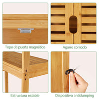 ES.SIKAIC Estante para inodoro natural / Madera / Clásico Estante para inodoro de bambú para sobreponer, superestructura para lavadora, estante para baño, 64 x 26 x 168 cm