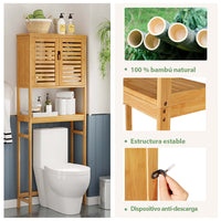 ES.SIKAIC Estante para inodoro natural / Madera / Clásico Estante para inodoro de bambú para sobreponer, superestructura para lavadora, estante para baño, 64 x 26 x 168 cm