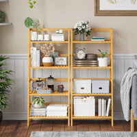 ES.SIKAIC Estantería de baño natural / Madera / Clásico Estantería de baño en forma de escalera con 4 niveles, estantería multifuncional para zapatos y libros para espacios pequeños