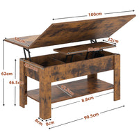 ES.SIKAIC Mesa de centro Marrón / Madera de ingeniería / Moderno Mesa de Centro Elevable Plegable Multifunción 3 en 1 con Almacenamiento Oculto y Compartimento Abierto Marrón