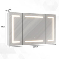 ES.SIKAIC Espejo Gabinete Blanco / Madera de ingeniería / Moderno PREVENTA Botiquín de metal de 100 x 60 x 13,5 cm con espejo con luz LED regulable en 3 temperaturas de color y enchufe