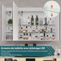 ES.SIKAIC Espejo Gabinete Blanco / Madera de ingeniería / Moderno PREVENTA Botiquín de metal de 100 x 60 x 13,5 cm con espejo con luz LED regulable en 3 temperaturas de color y enchufe