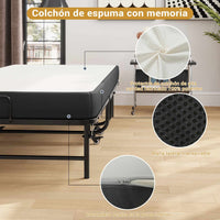 ES.SIKAIC Marco de cama Negro / Metal / Moderno PREVENTA Cama de invitados de metal resistente, plegable y duradera de 90 x 200 cm con colchón de espuma de 10 cm de grosor Sikaic Estructura de cama plegable 90-200cm negro