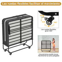 ES.SIKAIC Marco de cama Negro / Metal / Moderno PREVENTA Cama de invitados de metal resistente, plegable y duradera de 90 x 200 cm con colchón de espuma de 10 cm de grosor Sikaic Estructura de cama plegable 90-200cm negro
