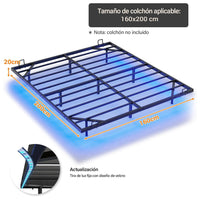 ES.SIKAIC Marco de cama PREVENTA Estructura de cama flotante con iluminación LED y láminas de metal, color negro, sin colchón