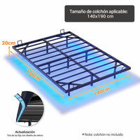ES.SIKAIC Marco de cama PREVENTA Estructura de cama flotante con iluminación LED y láminas de metal, color negro, sin colchón