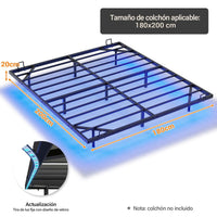ES.SIKAIC Marco de cama PREVENTA Estructura de cama flotante con iluminación LED y láminas de metal, color negro, sin colchón