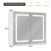 ES.SIKAIC Espejo Gabinete PREVENTA Mueble de baño con espejo de doble puerta con iluminación y enchufe, 3 temperaturas de color Blanco