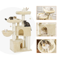ES.SIKAIC Árboles para gatos Beige / Tejidos de felpa / Moderno Rascador grande para gatos con 2 miradores Beige