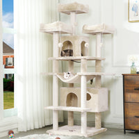ES.SIKAIC Árboles para gatos Beige / Madera de ingeniería / Moderno Rascador para gatos de 175 cm de alto con 3 grandes plataformas de observación en color beige