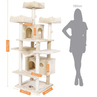 ES.SIKAIC Árboles para gatos Beige / Madera de ingeniería / Moderno Rascador para gatos de 175 cm de alto con 3 grandes plataformas de observación en color beige