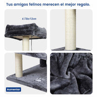 ES.SIKAIC Árboles para gatos Gris oscuro / Madera de ingeniería / Moderno Rascador para gatos de 175 cm de alto con 3 grandes plataformas de observación en gris oscuro