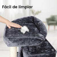 ES.SIKAIC Árboles para gatos Gris oscuro / Madera de ingeniería / Moderno Rascador para gatos de 175 cm de alto con 3 grandes plataformas de observación en gris oscuro