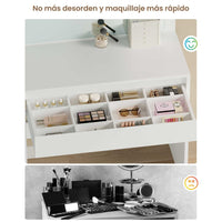 ES.SIKAIC Tocadores Blanco / Madera de ingeniería / Moderno Tocador con Espejo Grande e Iluminación Ajustable y Cajón con Divisores Ajustables Blanco