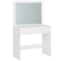 ES.SIKAIC Tocadores Blanco / Madera de ingeniería / Moderno Tocador con Espejo Grande e Iluminación Ajustable y Cajón con Divisores Ajustables Blanco