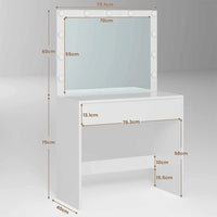 ES.SIKAIC Tocadores Blanco / Madera de ingeniería / Moderno Tocador con Espejo Grande e Iluminación Ajustable y Cajón con Divisores Ajustables Blanco