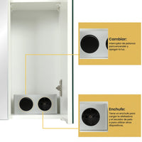ES.SIKAIC Espejo Gabinete Blanco / Madera de ingeniería / Moderno Tres Puertas Armario con Espejo para Baño con Iluminación LED Enchufe y Interruptor de Luz Blanco