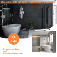 ES.SIKAIC Espejo Gabinete Blanco / Madera de ingeniería / Moderno Tres Puertas Armario con Espejo para Baño con Iluminación LED Enchufe y Interruptor de Luz Blanco