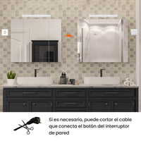 ES.SIKAIC Espejo Gabinete Blanco / Madera de ingeniería / Moderno Tres Puertas Armario con Espejo para Baño con Iluminación LED Enchufe y Interruptor de Luz Blanco